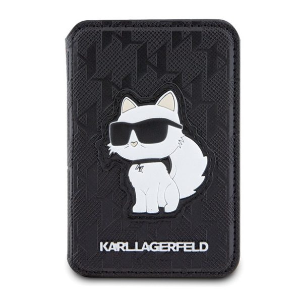 Karl Lagerfeld KLWMSPSAKHCK pénztárcával kártyatóval állvánnyal Saffiano Monogram Choupette MagSafe fekete tok