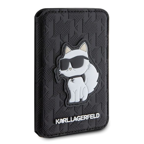 Karl Lagerfeld KLWMSPSAKHCK pénztárcával kártyatóval állvánnyal Saffiano Monogram Choupette MagSafe fekete tok