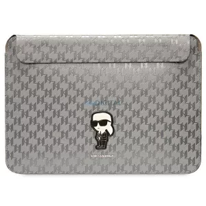 Karl Lagerfeld tok KLCS14SAKHPKG 14" ezüst Saffiano Monogram ikonikus 14" saffiano/ezüst