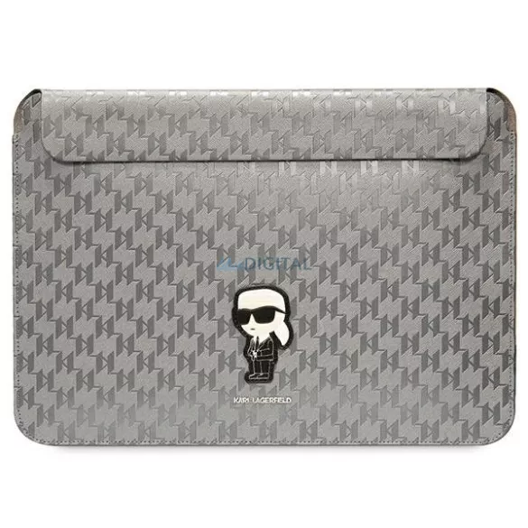 Karl Lagerfeld tok KLCS14SAKHPKG 14" ezüst Saffiano Monogram ikonikus 14" saffiano/ezüst