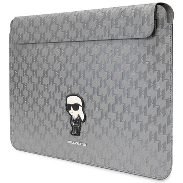 Karl Lagerfeld tok KLCS14SAKHPKG 14" ezüst Saffiano Monogram ikonikus 14" saffiano/ezüst