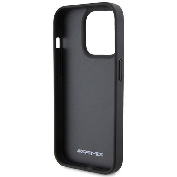 AMG AMHCP15XGSEBK iPhone 15 Pro Max 6.7" fekete bőr keménytok dombornyomott vonalakkal