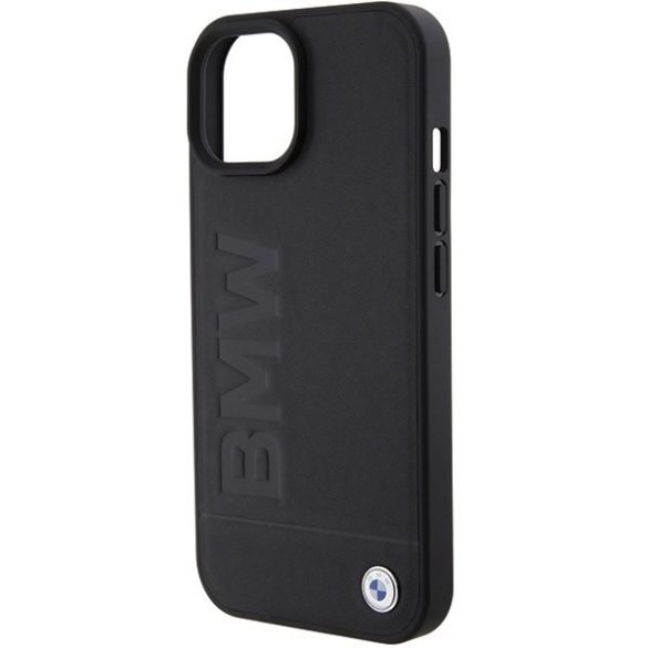 BMW BMHCP15SSLLBK iPhone 15 / 14 / 13 6.1" fekete bőr Hot Stamp tok