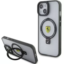   Ferrari FEHMP15SUSCAK iPhone 15 6.1" fekete keménytok gyűrűs állvány 2023 Collection MagSafe