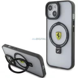   Ferrari FEHMP15SUSCAK iPhone 15 6.1" fekete keménytok gyűrűs állvány 2023 Collection MagSafe