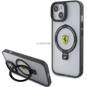 Ferrari FEHMP15SUSCAK iPhone 15 6.1" fekete keménytok gyűrűs állvány 2023 Collection MagSafe