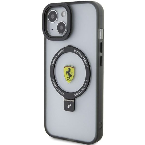 Ferrari FEHMP15SUSCAK iPhone 15 / 14 / 13 6.1" fekete keménytok gyűrűs állvány 2023 Collection MagSafe