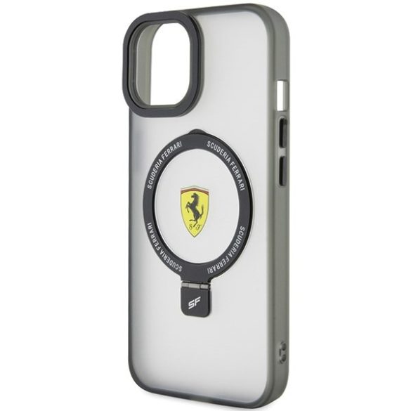 Ferrari FEHMP15SUSCAK iPhone 15 / 14 / 13 6.1" fekete keménytok gyűrűs állvány 2023 Collection MagSafe