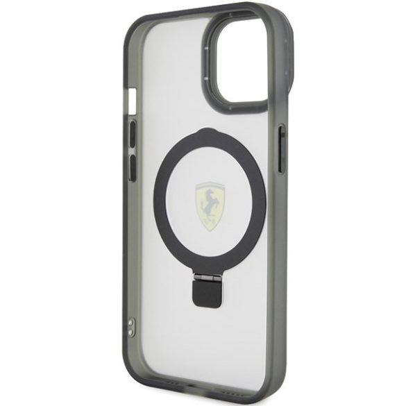 Ferrari FEHMP15MUSCAK iPhone 15 Plus / 14 Plus 6.7" fekete keménytok gyűrűs állvány 2023 Collection MagSafe