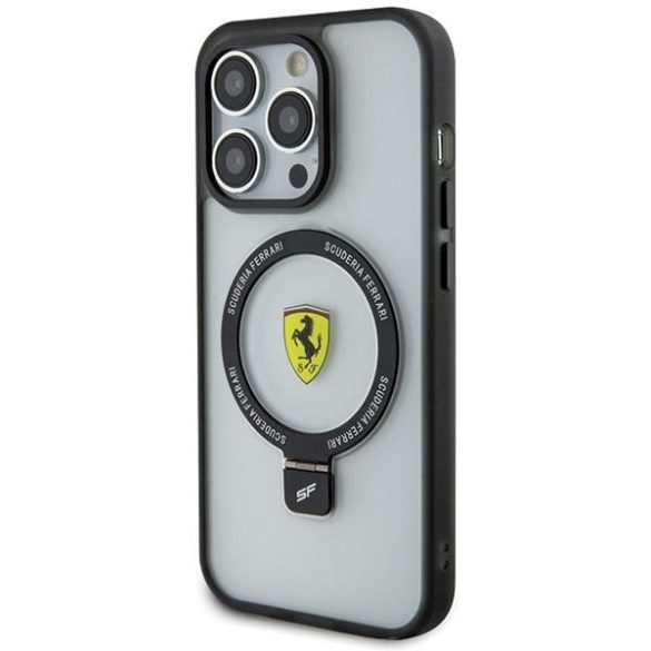 Ferrari FEHMP15XUSCAK iPhone 15 Pro Max 6.7" fekete keménytok gyűrűs állvány 2023 Collection MagSafe