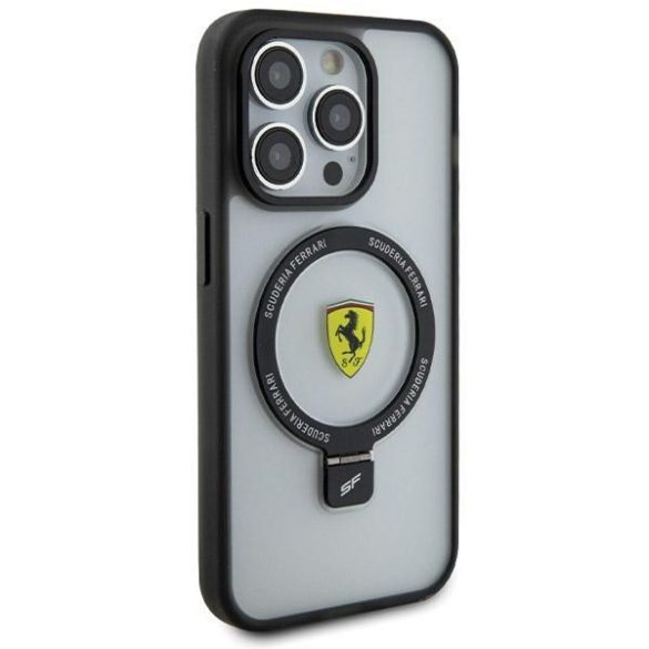 Ferrari FEHMP15XUSCAK iPhone 15 Pro Max 6.7" fekete keménytok gyűrűs állvány 2023 Collection MagSafe