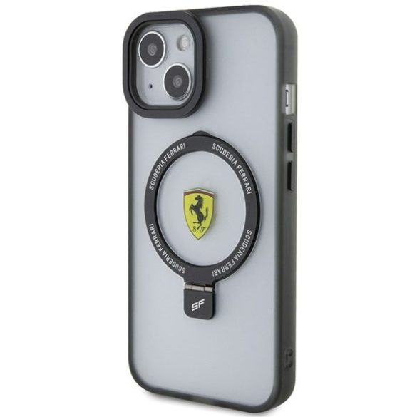 Ferrari FEHMP15SUSCAH iPhone 15 / 14 / 13 6.1" átlátszó keménytok gyűrűs állvány 2023 Collection MagSafe