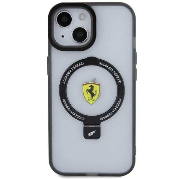 Ferrari FEHMP15SUSCAH iPhone 15 / 14 / 13 6.1" átlátszó keménytok gyűrűs állvány 2023 Collection MagSafe