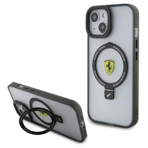 Ferrari FEHMP15MUSCAH iPhone 15 Plus / 14 Plus 6.7" átlátszó keménytok gyűrűs állvány 2023 Collection MagSafe