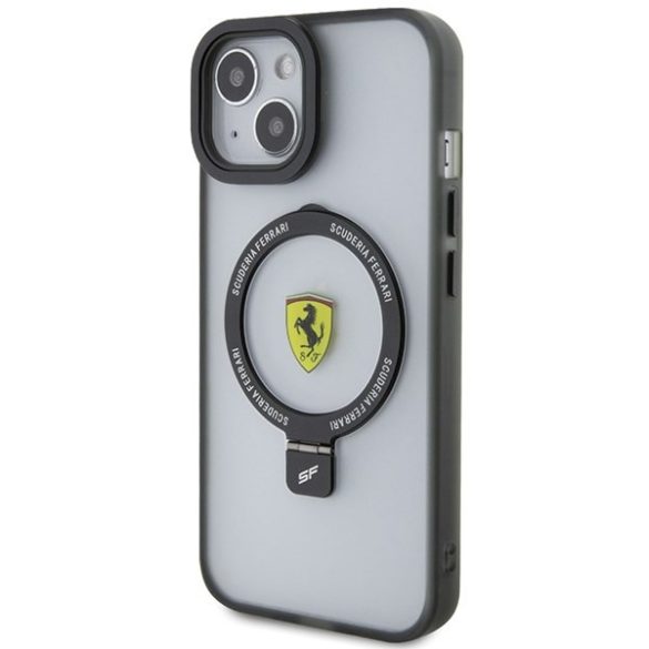 Ferrari FEHMP15MUSCAH iPhone 15 Plus / 14 Plus 6.7" átlátszó keménytok gyűrűs állvány 2023 Collection MagSafe