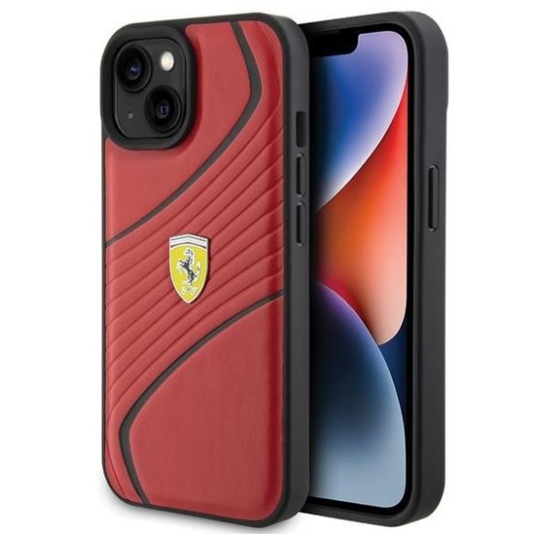 Ferrari FEHCP15SPTWR iPhone 15 / 14 / 13 6.1" piros keménytok Twist fém logóval