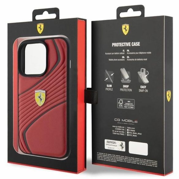 Ferrari FEHCP15LPTWR iPhone 15 Pro 6.1" piros keménytok Twist fém logóval