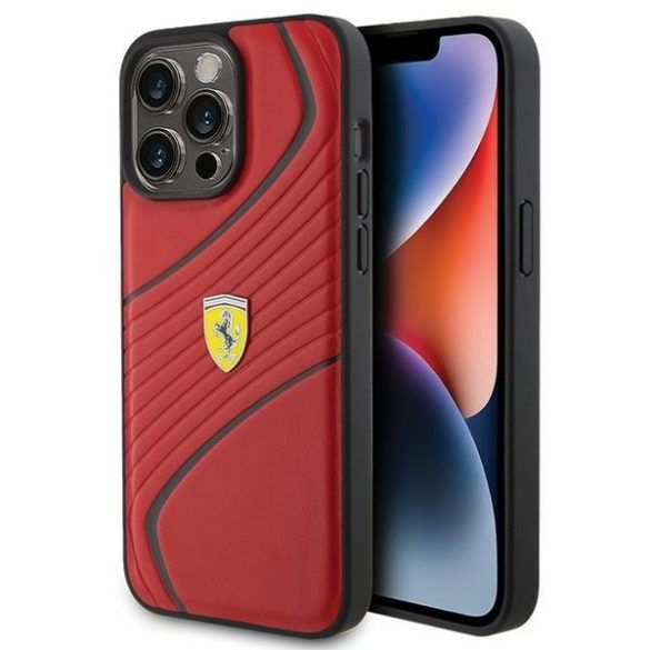 Ferrari FEHCP15XPTWR iPhone 15 Pro Max 6.7" piros keménytok Twist fém logóval