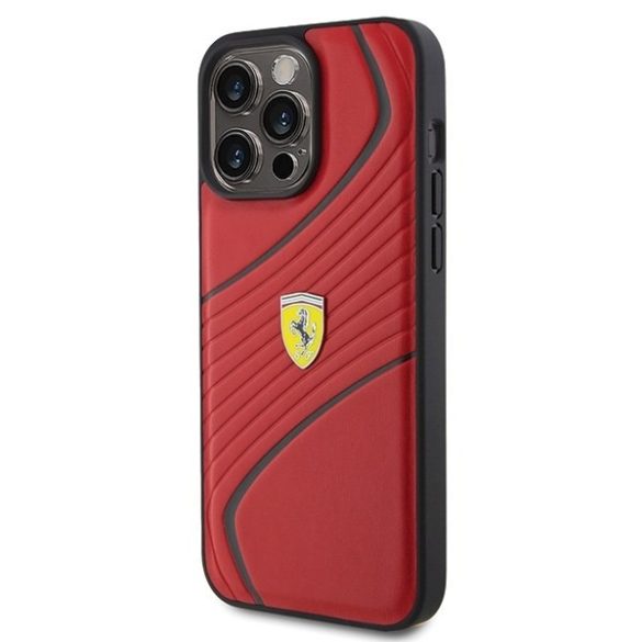 Ferrari FEHCP15XPTWR iPhone 15 Pro Max 6.7" piros keménytok Twist fém logóval