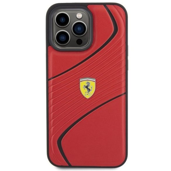 Ferrari FEHCP15XPTWR iPhone 15 Pro Max 6.7" piros keménytok Twist fém logóval