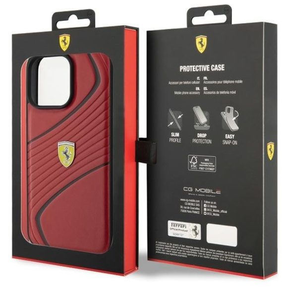 Ferrari FEHCP15XPTWR iPhone 15 Pro Max 6.7" piros keménytok Twist fém logóval