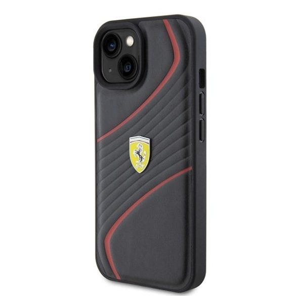 Ferrari FEHCP15SPTWK iPhone 15 / 14 / 13 6.1" fekete keménytok Twist fém logóval