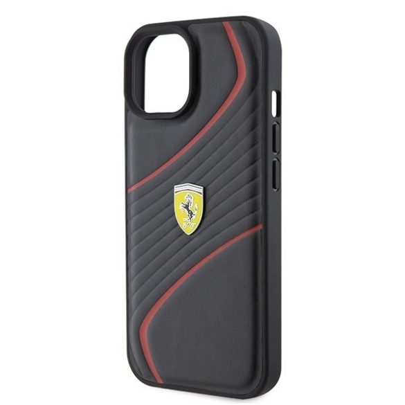 Ferrari FEHCP15SPTWK iPhone 15 / 14 / 13 6.1" fekete keménytok Twist fém logóval