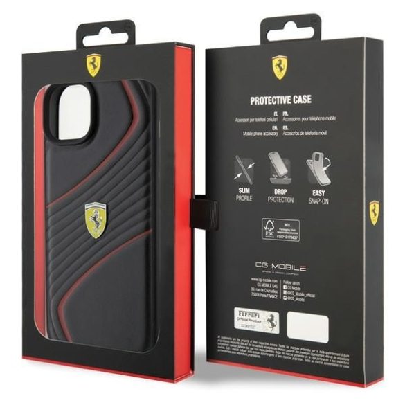 Ferrari FEHCP15MPTWK iPhone 15 Plus / 14 Plus 6.7" fekete keménytok Twist fém logóval