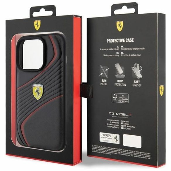 Ferrari FEHCP15LPTWK iPhone 15 Pro 6.1" fekete keménytok Twist fém logó