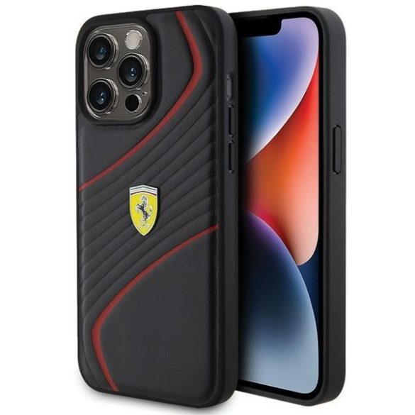 Ferrari FEHCP15XPTWK iPhone 15 Pro Max 6.7" fekete keménytok Twist fém logó