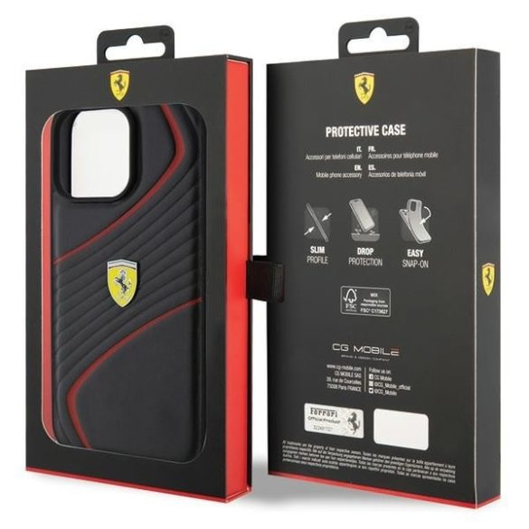 Ferrari FEHCP15XPTWK iPhone 15 Pro Max 6.7" fekete keménytok Twist fém logó