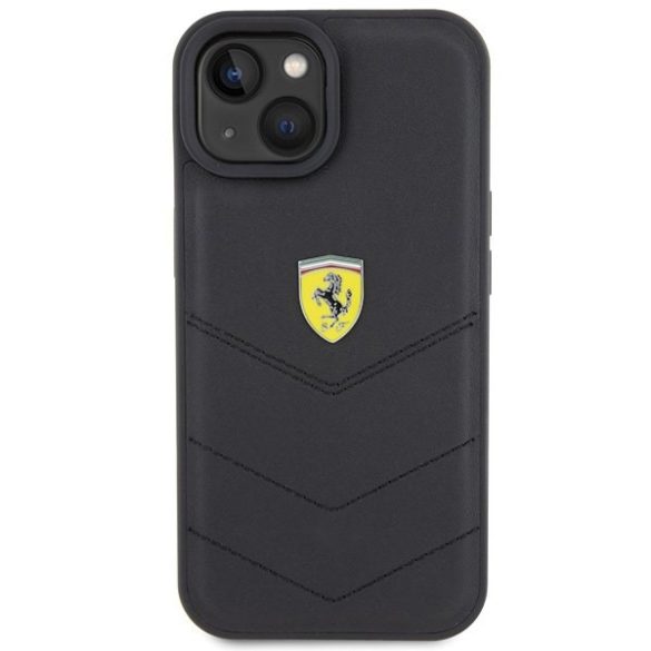 Ferrari FEHCP15SRDUK iPhone 15 / 14 / 13 6.1" fekete keménytok steppelt fém logóval