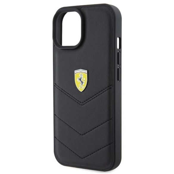 Ferrari FEHCP15SRDUK iPhone 15 / 14 / 13 6.1" fekete keménytok steppelt fém logóval