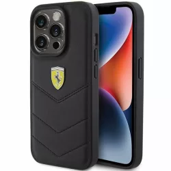   Ferrari FEHCP15LRDUK iPhone 15 Pro 6.1" fekete keménytok steppelt fém logóval