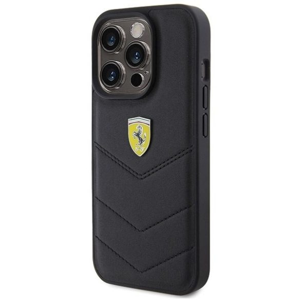 Ferrari FEHCP15LRDUK iPhone 15 Pro 6.1" fekete keménytok steppelt fém logóval