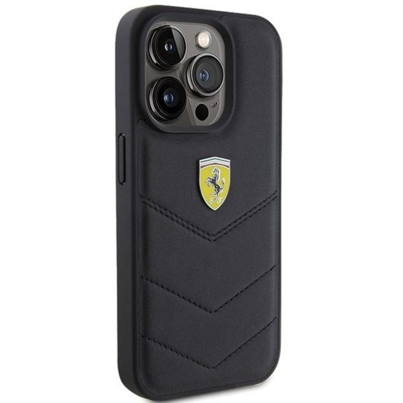 Ferrari FEHCP15LRDUK iPhone 15 Pro 6.1" fekete keménytok steppelt fém logóval