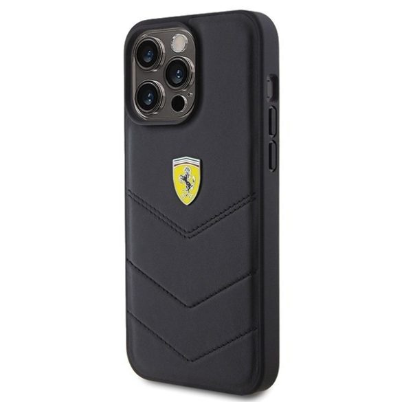 Ferrari FEHCP15XRDUK iPhone 15 Pro Max 6.7" fekete keménytok steppelt fém logóval