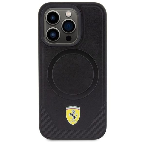 Ferrari FEHMP15LPTEK iPhone 15 Pro 6.1" fekete keménytok Carbon fém logó MagSafe