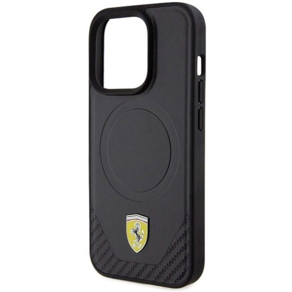 Ferrari FEHMP15LPTEK iPhone 15 Pro 6.1" fekete keménytok Carbon fém logó MagSafe