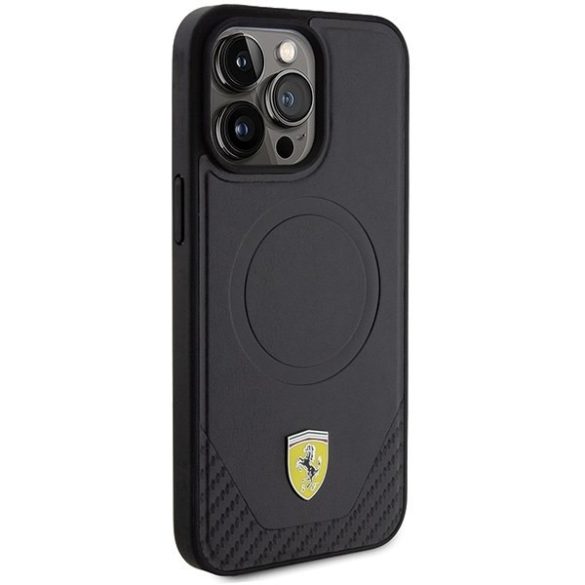 Ferrari FEHMP15XPTEK iPhone 15 Pro Max 6.7" fekete keménytok Carbon fém logó MagSafe