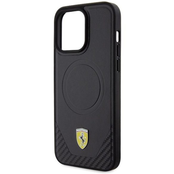 Ferrari FEHMP15XPTEK iPhone 15 Pro Max 6.7" fekete keménytok Carbon fém logó MagSafe