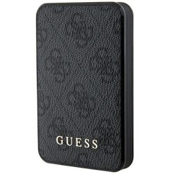   Guess Powerbank 15W GUPB5LP4GEGK 5000mAh fekete 4G bőr fém logó