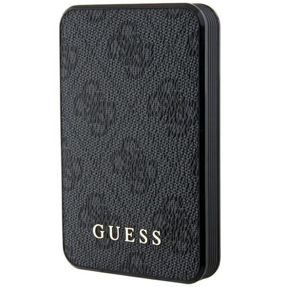 Guess Powerbank 15W GUPB5LP4GEGK 5000mAh fekete 4G bőr fém logó