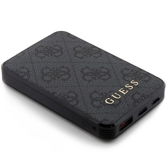 Guess Powerbank 15W GUPB5LP4GEGK 5000mAh fekete 4G bőr fém logó