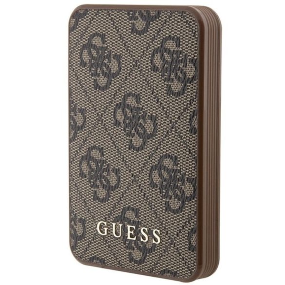 Guess Powerbank 15W GUPB5LP4GEGW 5000mAh barna 4G bőr fém logo