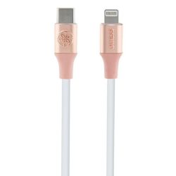   Guess GUCLLALRGDD Ebossed Logo Type-C - Lightning USB kábel 3A 1.5m - rózsaszín