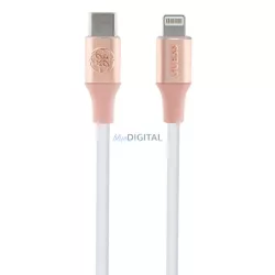   Guess GUCLLALRGDD Ebossed Logo Type-C - Lightning USB kábel 3A 1.5m - rózsaszín