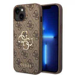   Guess GUHCP15S4GMGBR iPhone 15 6.1" barna keménytok 4G nagy fém logóval