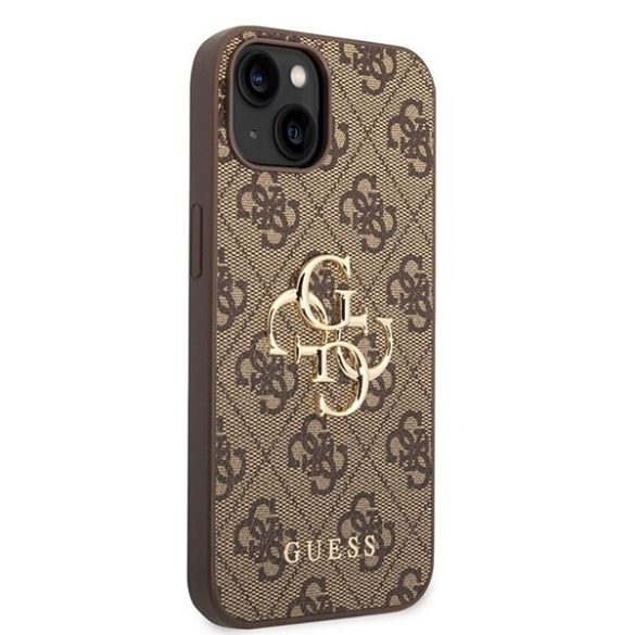 Guess GUHCP15M4GMGBR iPhone 15 Plus / 14 Plus 6.7" barna keménytok nagy fém logóval