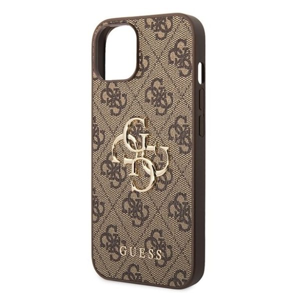 Guess GUHCP15M4GMGBR iPhone 15 Plus / 14 Plus 6.7" barna keménytok nagy fém logóval